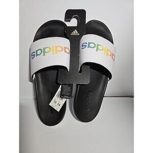 Adidas Adilette Comfort Slides 14 Women's / 13 Men's WHITE RAINBOW H02488 Sandal